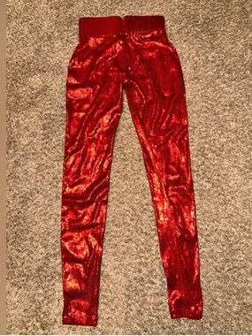 Women’s Red Shimmer Leggings (DECREED)
